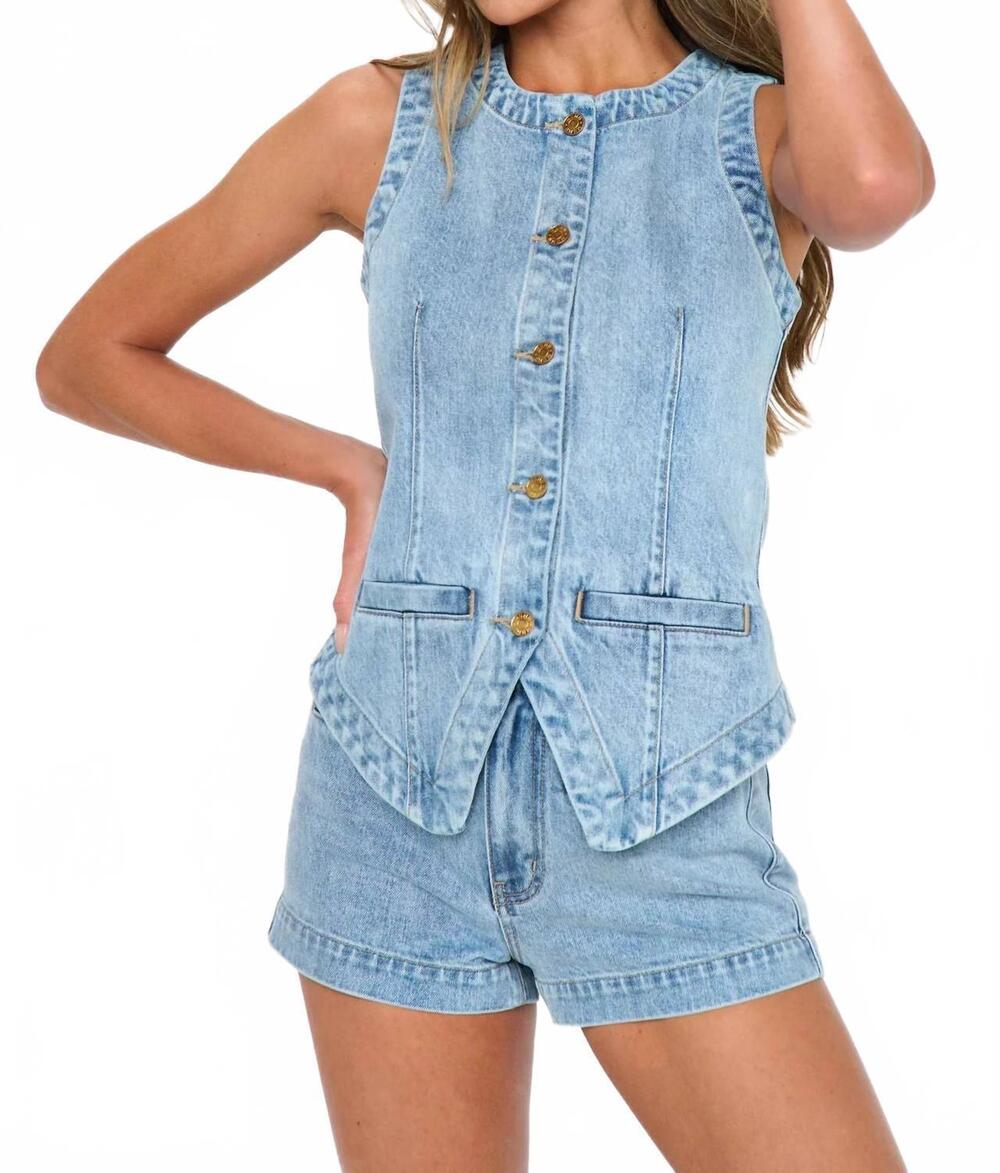 NEW SHOW ME YOUR MUMU women's pacifica shorts in slate indigo